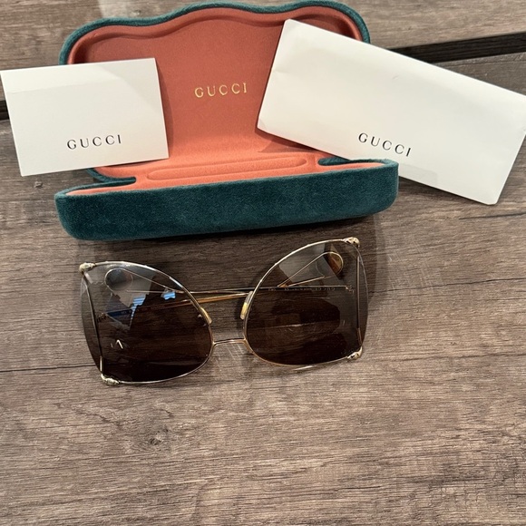 Gucci Gold Sunglasses with Gradient Brown Lenses